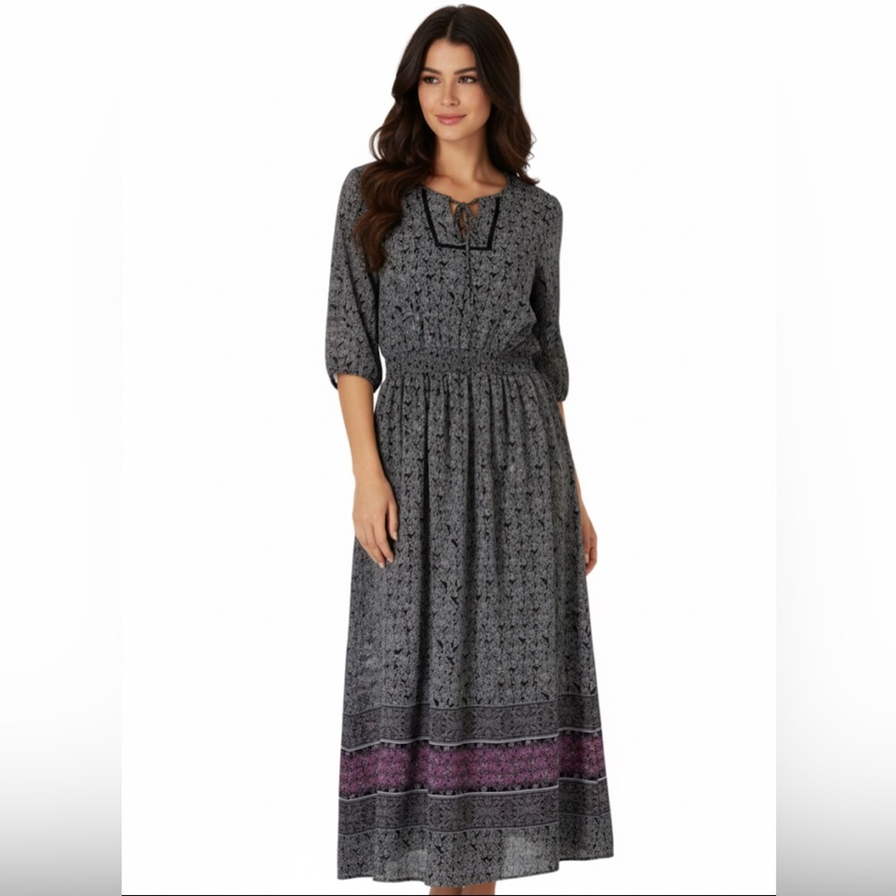 Westport Black and Purple Long Sleeve Dress